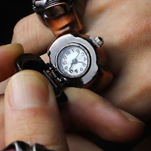 Mini Retro Ring Watch Til Creative Ghost For Head Flip Låg Finger Watch Unisex Til Halloween Kvinder Mænd Mors Dag Fars Dag Gave (FMY)