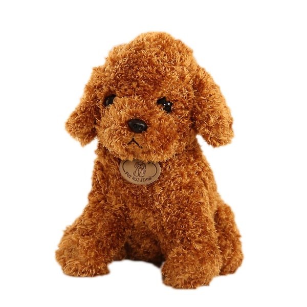 Søt simuleringshund plysjleketøy utstoppet dyr valpedukke teddy hundedukke for barn og årlig festgave (FMY) Brown 18cm