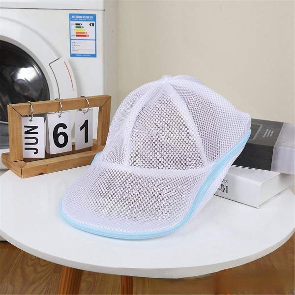 Simple Hat Wash Protector Baseball Cap Cleaner Vaskepose Wash Hat Bag Vaskemaskin Mesh Bag Ny 2stk, hvit (FMY)