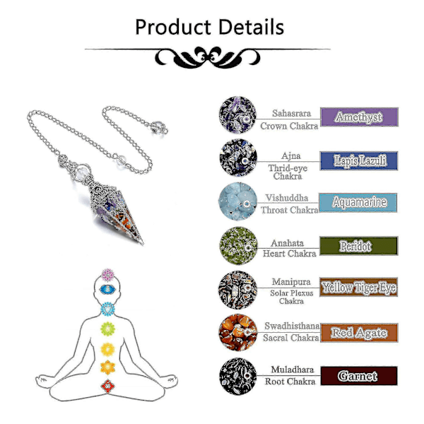 Chakra Kristallpendel Hexagon Reiki Healing Kristallspetsar Ädelsten Divinationspendel (FMY) Gold
