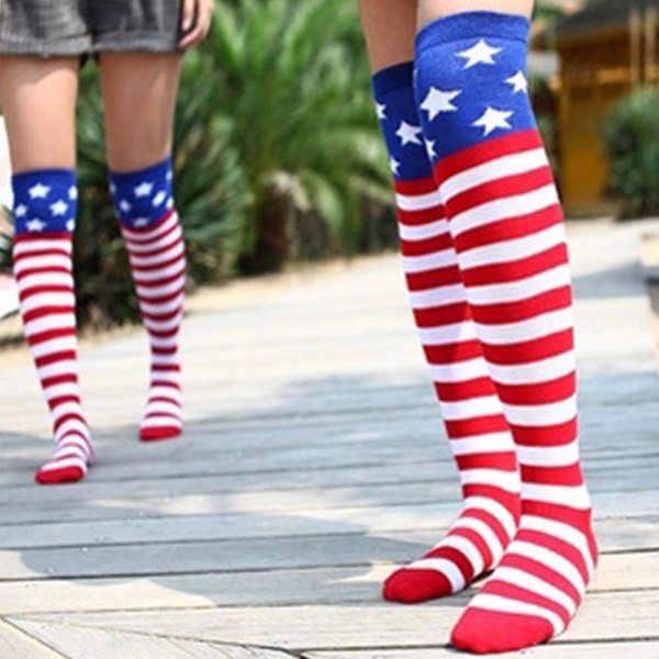 Usa Socks Flag Over Polvisukat American Flag Printed Stockings American Flag Socks Groomsmen Gift Socks Hip Hop Stockings (FMY) M