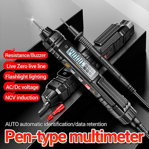 Digital Multimeter Pen Tester AC/DC Spenningsmåler Live Zero Line Detector Buzzer Ohm Tester Pen (uten batteri) (FMY)