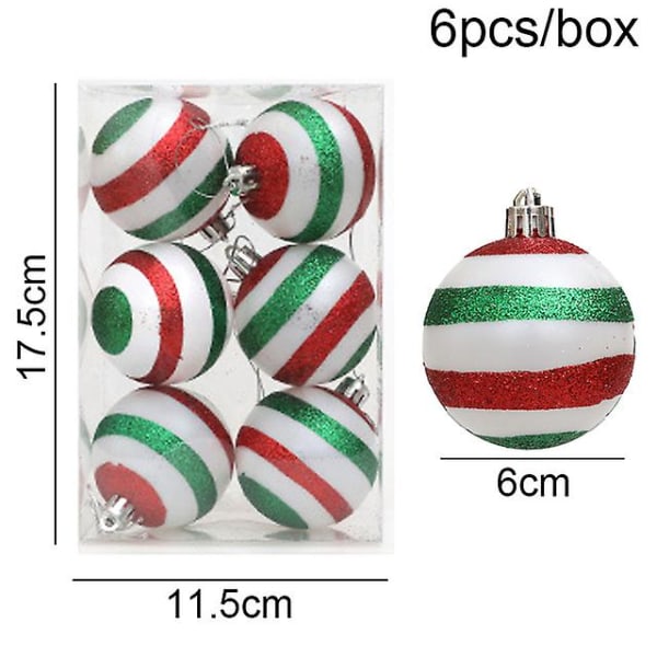 6 st/kartong Julgranshänge Elektropläterad Snowflake Xmas Ball Godisprydnad Nyår 2024 Heminredning Noel Gift Navidad (FMY) U-green point bottom