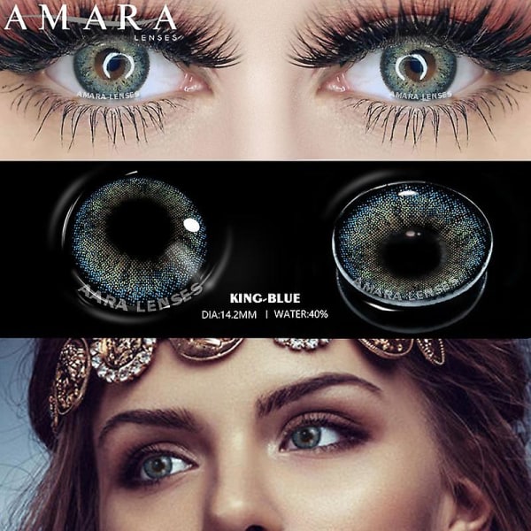 2 st Färgade kontaktlinser Naturligt utseende Snabb leverans Grå ögonlinser Bruna kontaktlinser bruna ögon Blå linser (FMY) KING-BLUE