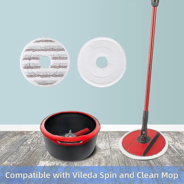 3 stk. moppefyll for Vileda Spin And Clean mopp, erstatningshode for spinmopp, vaskbart gjenbrukbart mikrofibermoppehode (FMY) red