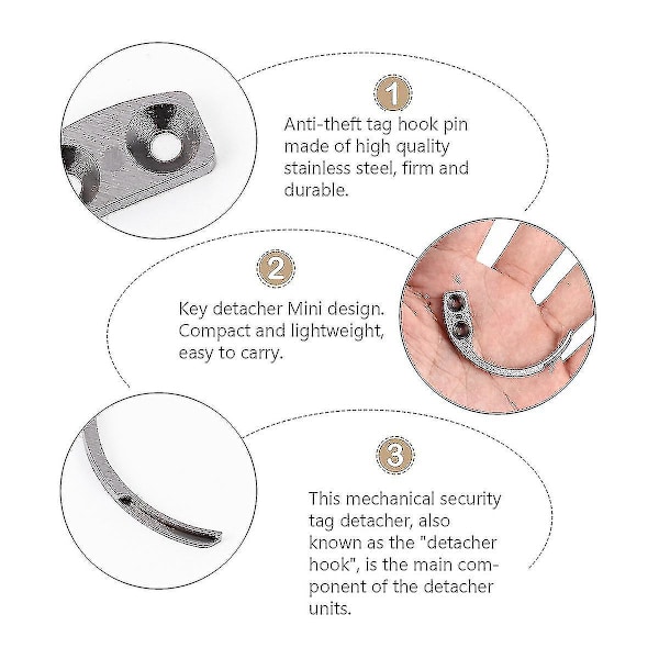 3 kpl Magneettiset Koukut Hälytyskoukun Irroitin Magneettinen Poistaja Tarvikkeet Mini Koukun Irroitin Tag Koukun Pin Avaaja Avain (FMY)