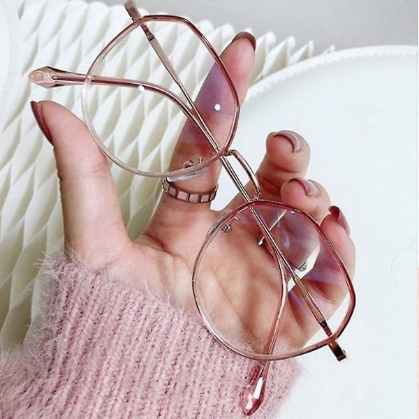 Lesebriller som blokkerer blått lys, stilige kantede 100-400 presbyopiske briller (FMY) Pink Rose Gold 250