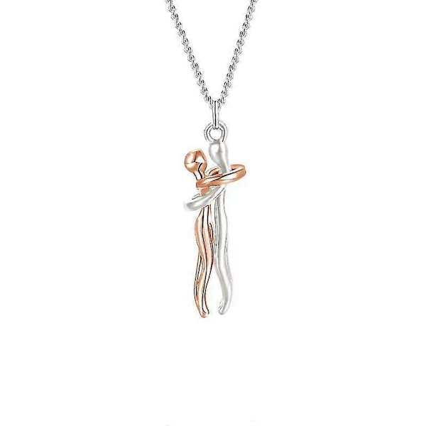 Halauspari -kaulakoru S925 Sterling hopeaa, halaava kaulakoru rakastajille, hänelle ja hänelle, rakastajien ystävänpäivälahja -ZHENV  (FMY) Rose Gold and Silver