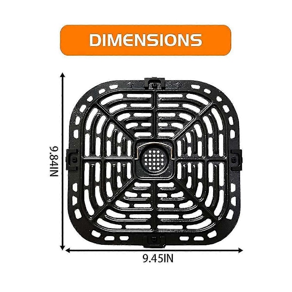 Grillplatta för Instants Vortex Plus 6qt Air Fryers, Uppgraderad Fyrkantig Grillpanna (FMY) Black