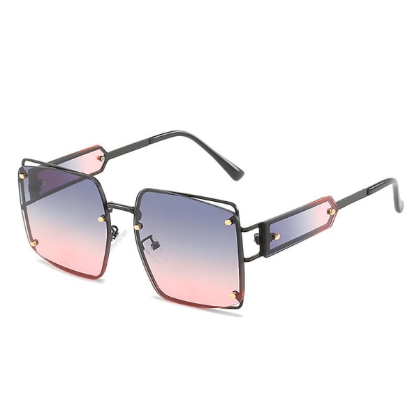 Wekity Elegant Square Cut Solbriller Oversized Metal Temples (FMY)