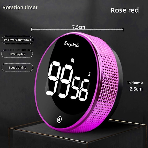 Digitalt LED Timer Manuel Nedtællings Alarmur Magnetisk Stopur Brusebadstimer (FMY) Red