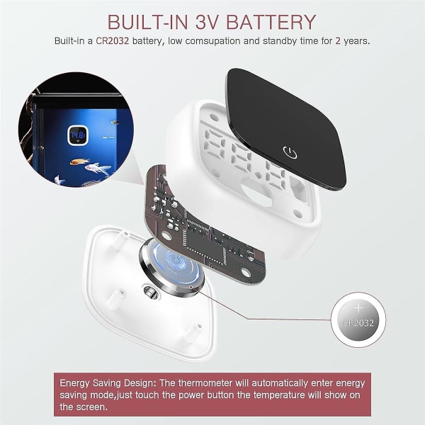 Digital Akvarietermometer, Touchscreen Akvarietermometer, Klæbetemperaturføler Med (FMY)