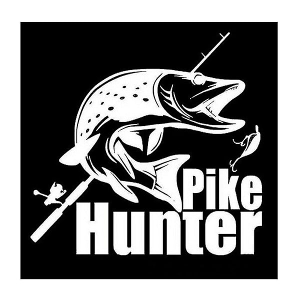 Pike Hunter Fiskehette Bakluke Sidevindu Dekal Bil Lastebil Klistremerke Dekorasjon_h  (FMY) White