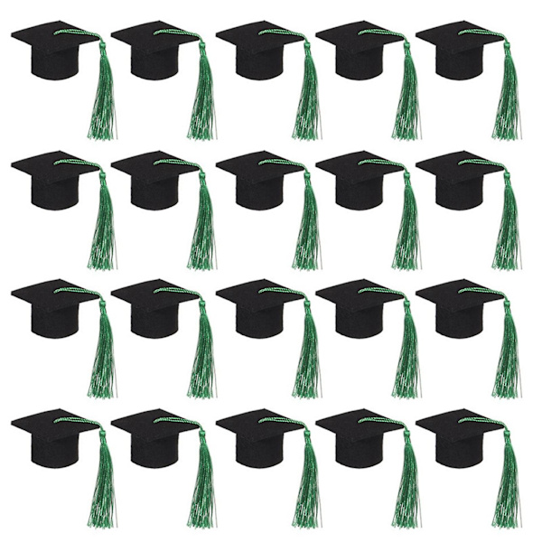 20 stk Mini Bachelor Hat i filt med dusker til feiringer, vinflasketopper til graduering, festutstyr til graduering (FMY) Green One Size