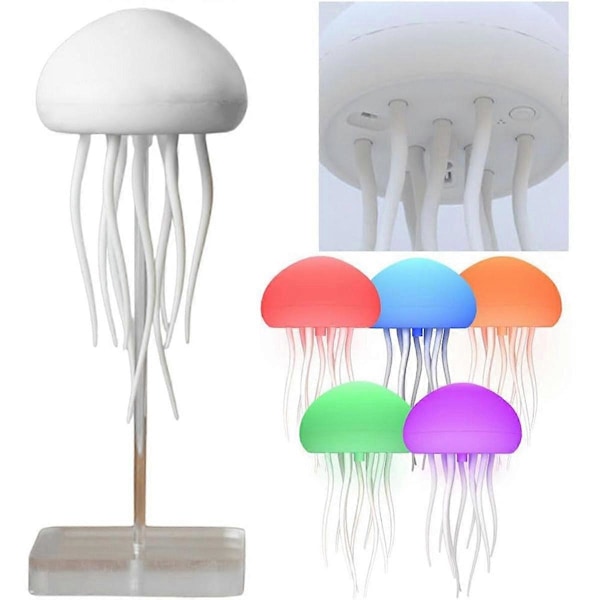 Meduusa pöytälamppu, äänellä ohjattava meduusalamppu tanssivilla jaloilla, RGB-gradientti meduusa sängynpäätyyn (FMY) As Shown