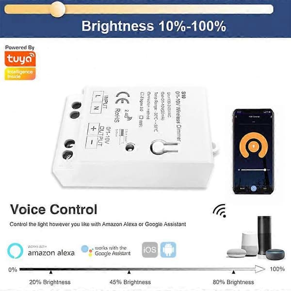 Tuya WIFI/Zigbee 0-10V Dæmpningscontroller Egnet til 1-10V Dæmpbar Strømforsyning (FMY) ZIGBEE