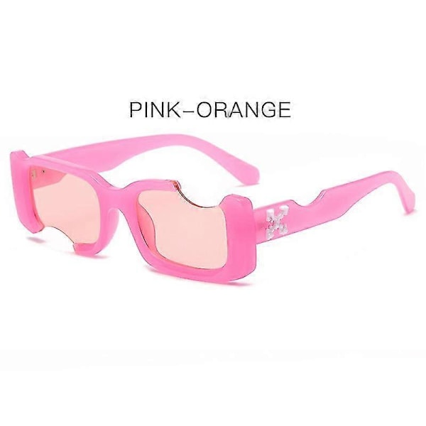 Hip-hop Firkantede Solbriller Kvinder Mænd Off Notch Hul Design Hvide Solbriller Blå Damer Vintage Shados Briller Uv Beskyttelse_LL_a05 (FMY) Jelly Pink
