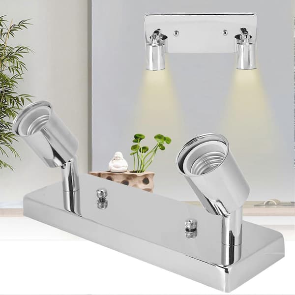 Elegant E27 lampeholder med rektangulær drejebase DIY-tilbehør til loftvæglampe, sølv (FMY)