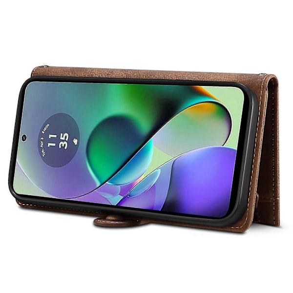 Motorola Moto G54 5g:lle nahkainen kotelo vetoketjullinen tasku RFID-suojauksella (FMY) Brown
