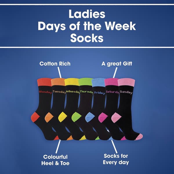 - 7-pack Damsockar med Veckodagar (FMY) Black 4-8 UK