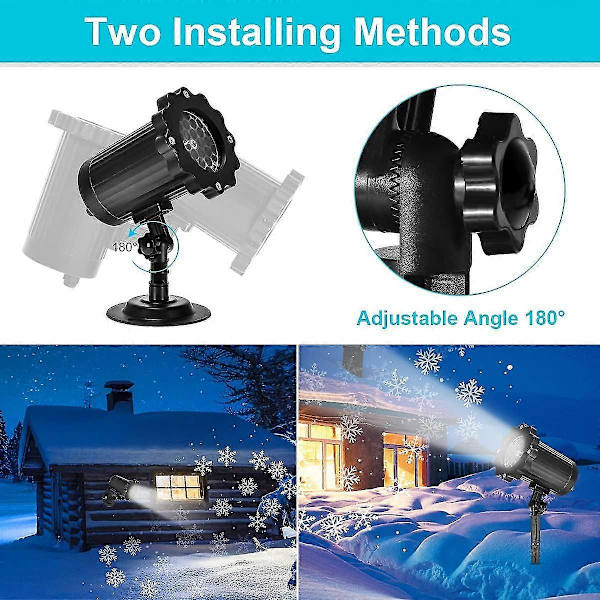 LED-projektor Julelys Snøfall Lys Med Fjernkontroll IP65 Vanntett Utendørs og Innendørs Juledekorasjon Snøfnugg LED Christ  (FMY)