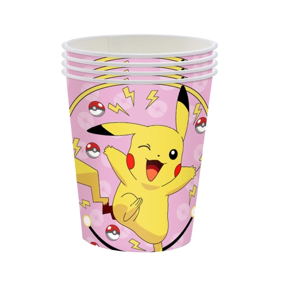 Syntymäpäiväkoristeet Pojat Tytöt Vaaleanpunaiset Pikachu Paperilautaset Kupit Set Ilmapallot Deco Kids Baby Shower Juhlatarvikkeet (FMY) 10pcs Cups