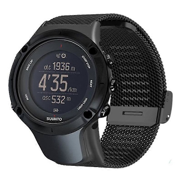 För Suunto Ambit3 Peak/Ambit2 Klockarmband Milanesisk Rostfritt Stål Mesh Armband (FMY) Black Suunto Ambit 3