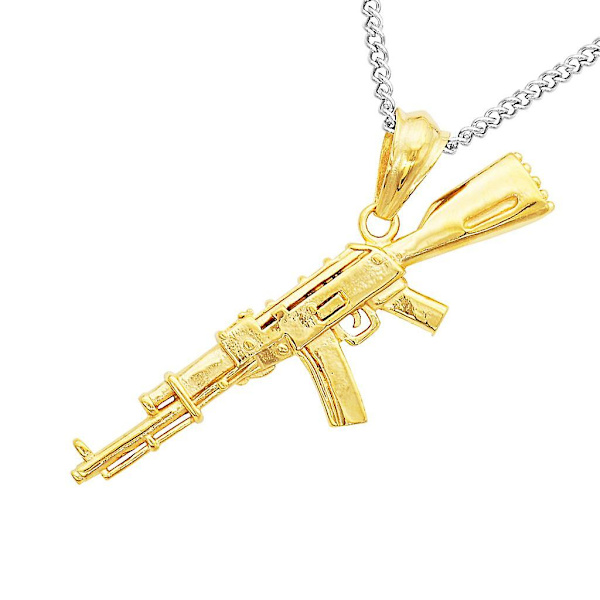 Tekoarmeijan kivääri kone     Riippuva kaulakoru lahja mies Cs pelaaja Asg kulta  (FMY) AK 47 Gold