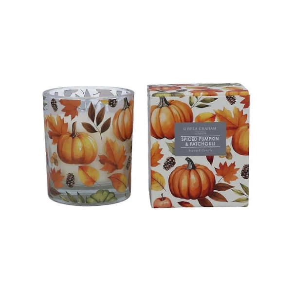 Duftlys med krydret græskar og patchouli (FMY)