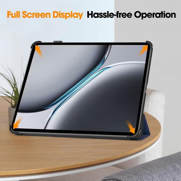 For OnePlus Pad 2 Etui - Støtsikker Lær Stativ Tablettdeksel (FMY) Dark Blue