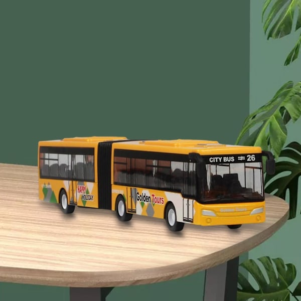 1/32 Bussmodell Leksaker Simulering för Nybörjare Tonåringar Vuxna Barn Gul (FMY)