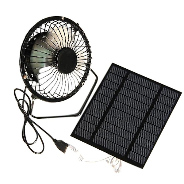 5W 5V Solpaneldriven Fläkt, Mini Portabel Ventilationsfläkt 4-tums USB Portabel Fläkt för Ca (FMY) black
