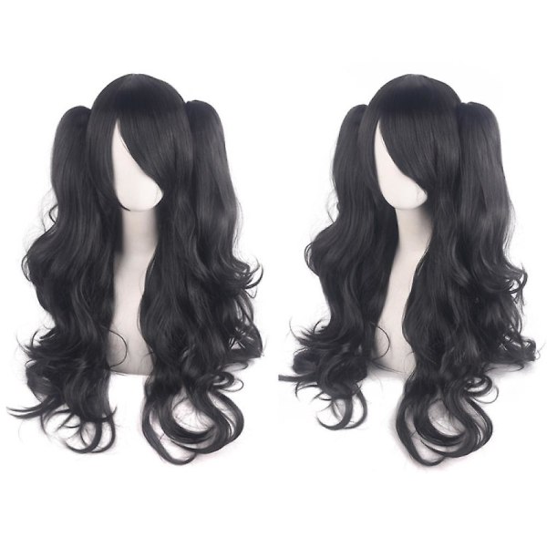 Lolita Long Curly Clip On Ponytails Cosplay Wig, Double Ponytail Tiger Clip Long Curly Wig (jet Black),wz-1348  (FMY)