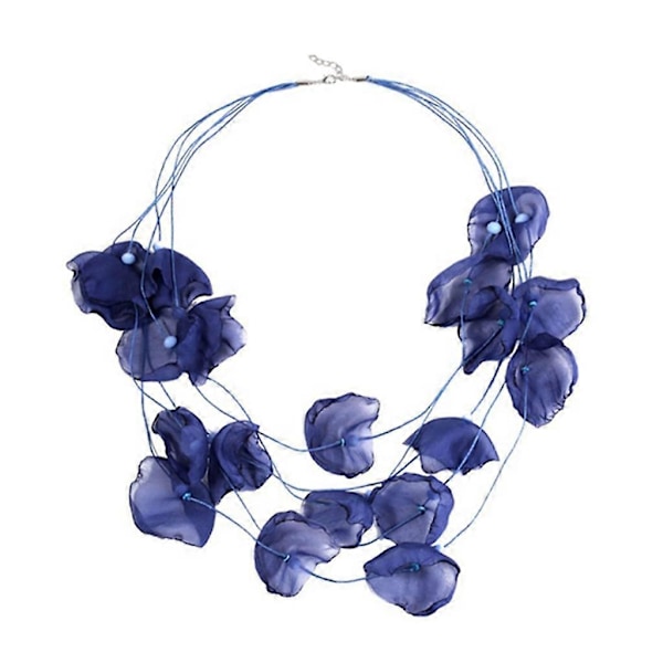 Flerlags Stoff Petal Halskjede Stoffkrage Blomst Statement Choker Halskjede (FMY) Blue
