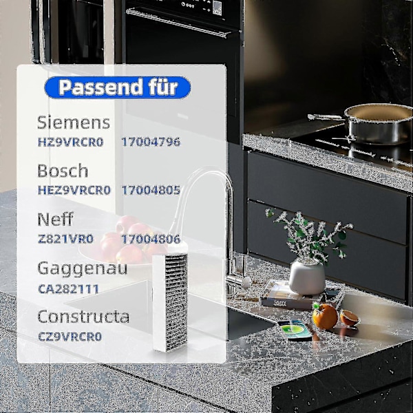 4 kpl Aktivoitu Hiili Suodattimia Liesituulettimelle Siemens Hz9vrcr0 17004796 / Bosch Hez9vrcr0 17004805 / Neff Z821vr0 17004806, Gaggenau CA28  (FMY)