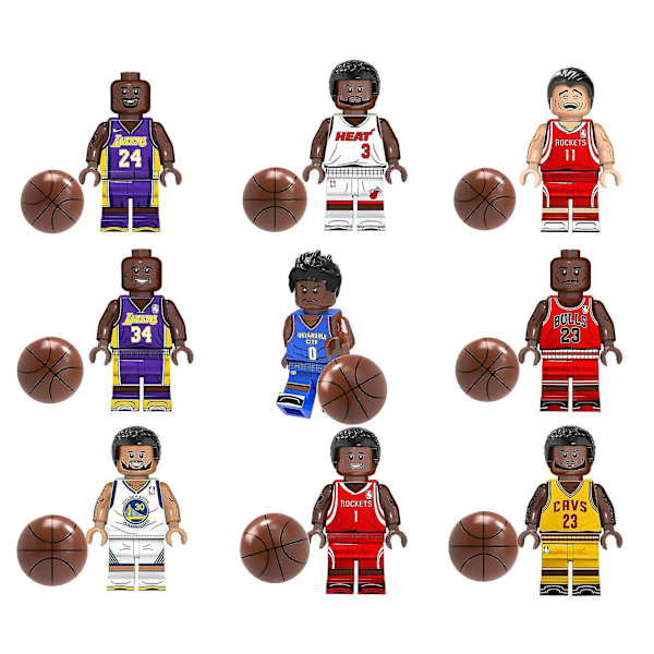 9 kpl All Stars minifiguurisetti lelut actionfiguurit koripallo (FMY)