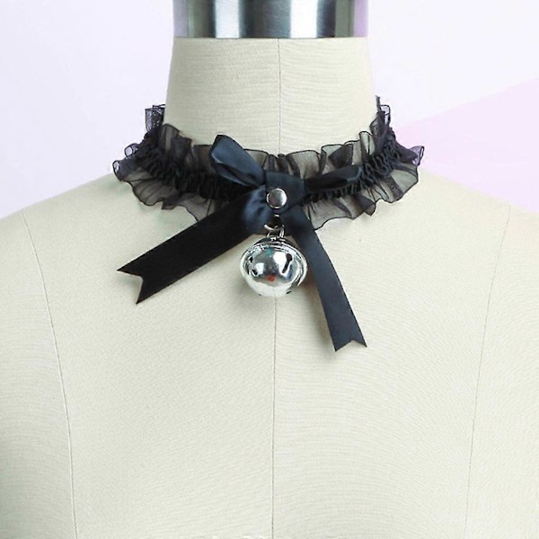 Makea Choker-kaulakorut Seksikäs Kiiltävä Kello Rypytetty Elegantti Kissan Koristeet Prom  (FMY) White