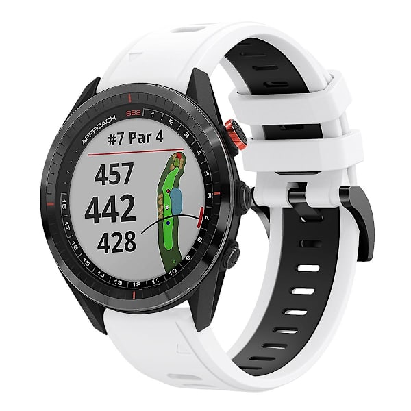 Silikoninen ranneke Garmin Approach S62:lle (FMY) White Black