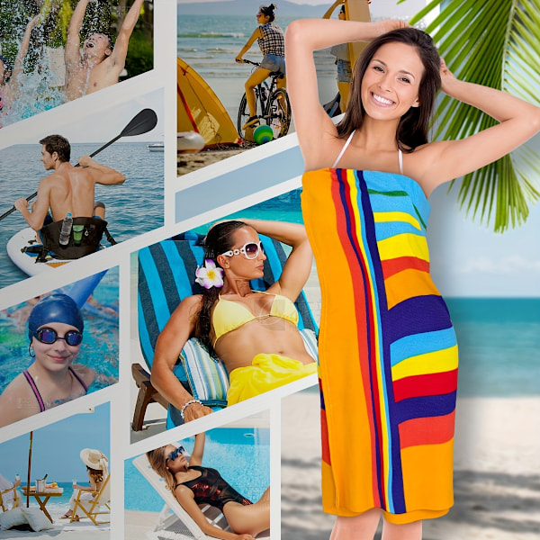 Extra Stor Lyxig Randig Strandhandduk - Supersoft, Plysch Mikrofiber för Omedelbar Torkning, Sandsäker och Skonsam mot Huden - Perfekt för T  (FMY) A