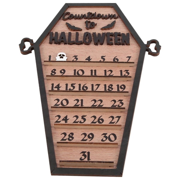 Halloween nedtellingskalender Gjør-selv-mobilblokker/-nummer, nedtellingsskilt av tre dekorert Halloween (FMY)