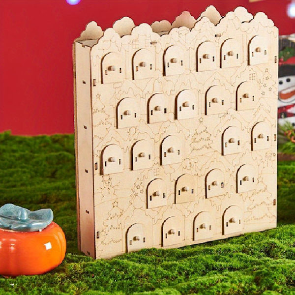 LED 24 Dages Julekalender Dekoreret, Oplyst Træ Tælling Ned Til Kalender (FMY) Yellow 24.5cmx5cmx27.5cm