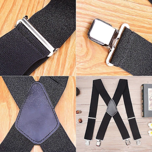 5 cm breda hängslen, 4 starka clips, X-form, för män och kvinnor (FMY)