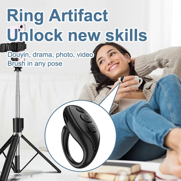 Smart Elektronik Bluetooth Assistent Fjernbetjening Scrolling Ring Clicker (sort) (FMY)