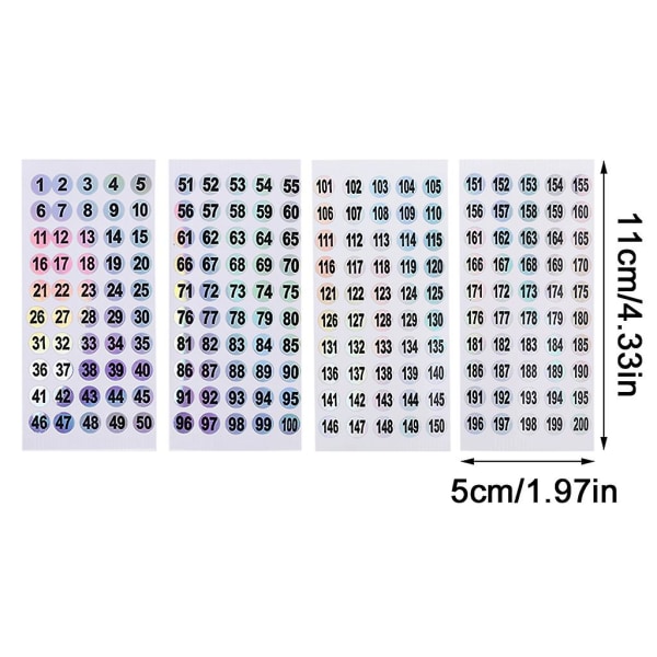 1-200 pyöreät numerotarrat itseliimautuvat tarrat varaston säilytykseen (FMY)