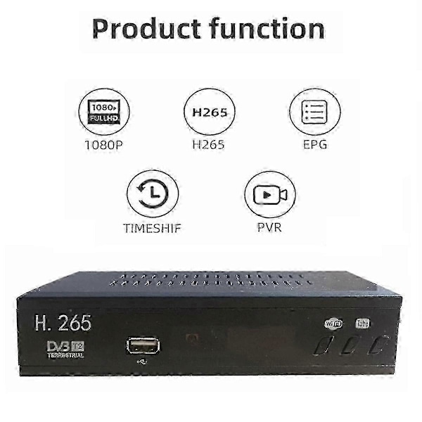 Dvb T2 Hevc 265 Digital TV-tuner Dvb-t2 265 1080p Hd-dekoder Usb Terrestrial TV-mottagare Epg Set To  (FMY)