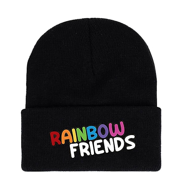 Roblox Rainbow Friends Beanie Hat Mænd Kvinder Unisex Vinter Varmt Strikket Stræk Hætte Julegave (FMY) Black