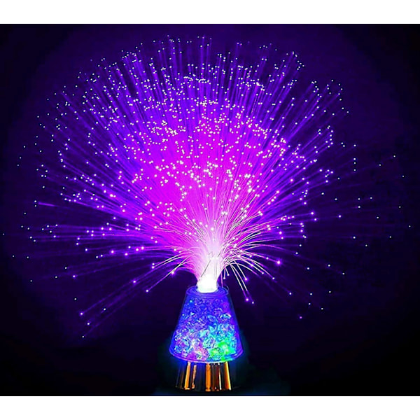 LED Fiberoptisk Lampe, LED Fargerik Skiftende Fiberoptisk Fontene Nattelys med Krystallbase, Multifarget Atmosfærisk Sengbordlys (FMY) 7 Color Rechargeable