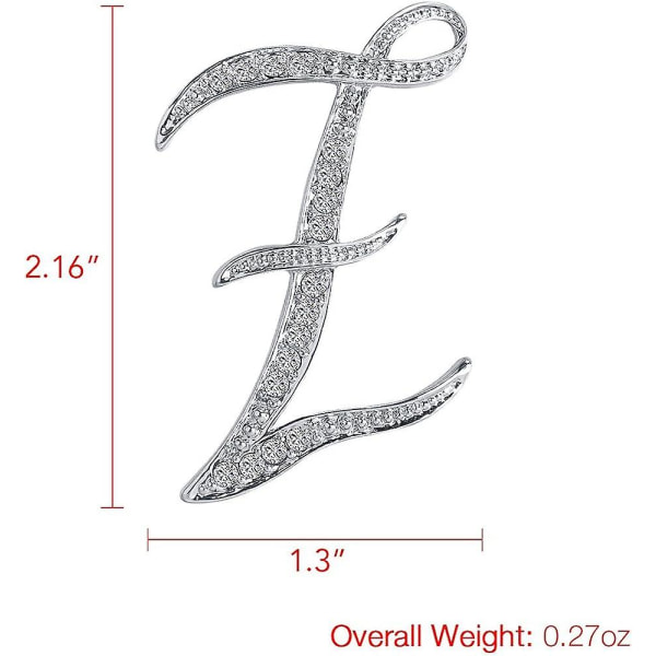 A-z Initial Letters Brosje For Damer,sølvbelagt metall Rhinestone Clear Aaa+ Crystal Lapel Pin Brosjer1stk,wz-1126 (FMY)