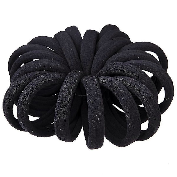 (20 Thick Black Hair Loops)-elastic Hair Band, No Crease, Elastic Large Cotton Elastic, No Trace Po  (FMY)