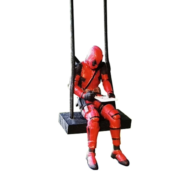 Deadpool-nukkekoriste Kaunis tyylikäs keinu-design Piirretty Koriste PVC Deadpool Auton roikkuva koriste Autoon (FMY) B